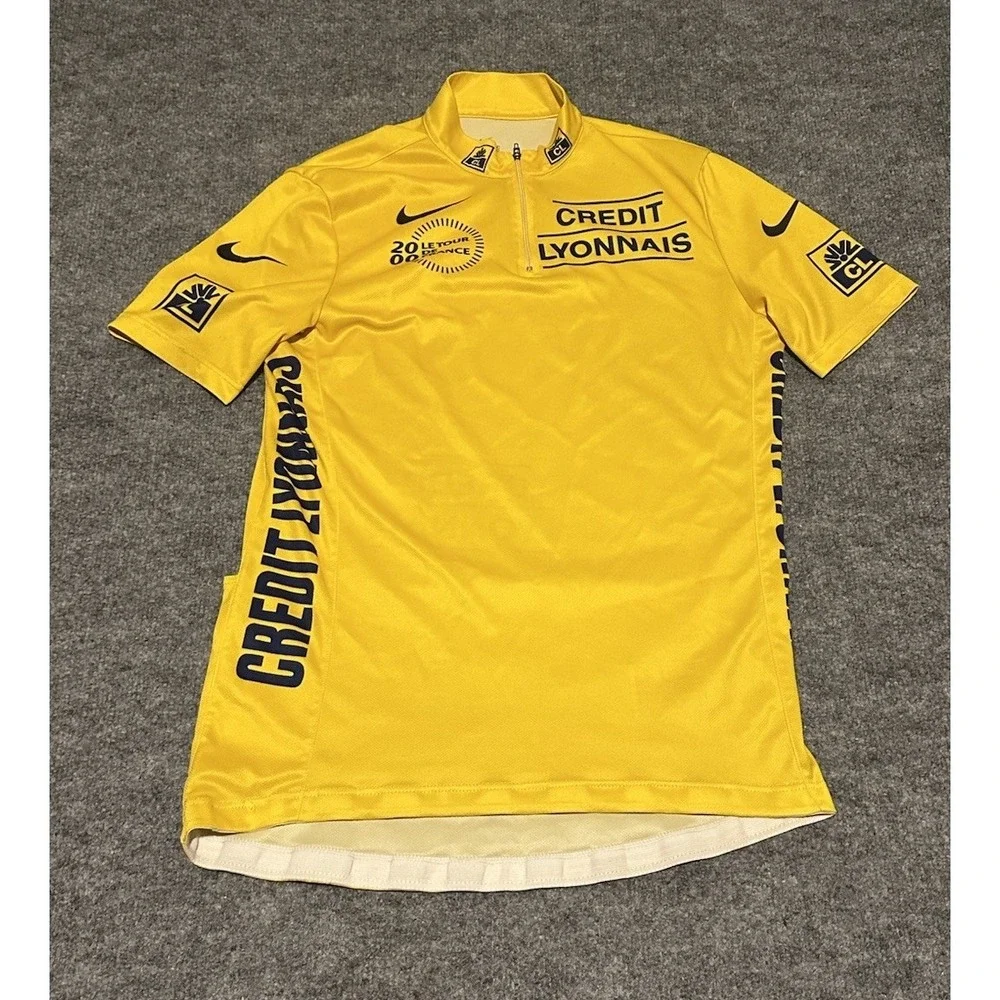 Nike Men's le Tour Cycling Jersey Large Yellow/Black Made In Italy 2000 Rare VTG